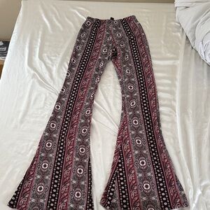 Windsor Paisley Flare Pants - Burgundy and Black